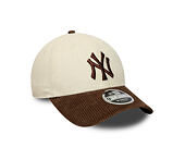 Kappe New Era - MLB Cord 9FORTY M-CROWN - NY Yankees - Cream / Deep Auburn