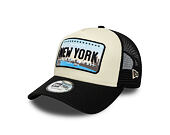 Kappe New Era - Branded Licence Plate 9FORTY A-Frame Trucker - Black / Stone