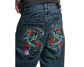 Hose Ed Hardy - Mens Fireball Dragon Dirty Wash Xxtra Denim Trousers Jeans - Green Tint